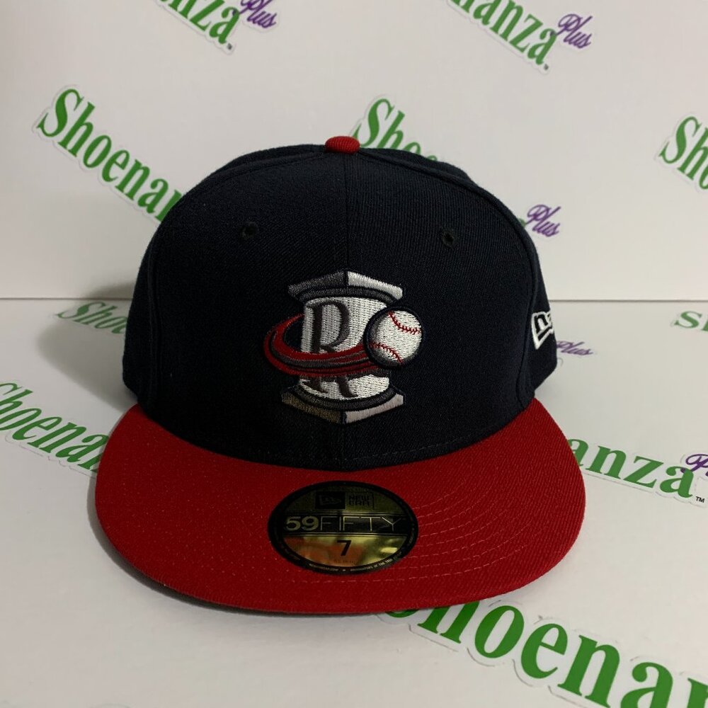 New Era 59Fifty Hat MiLB Rome Braves Baseball Fitted Cap Navy Blue Red 7